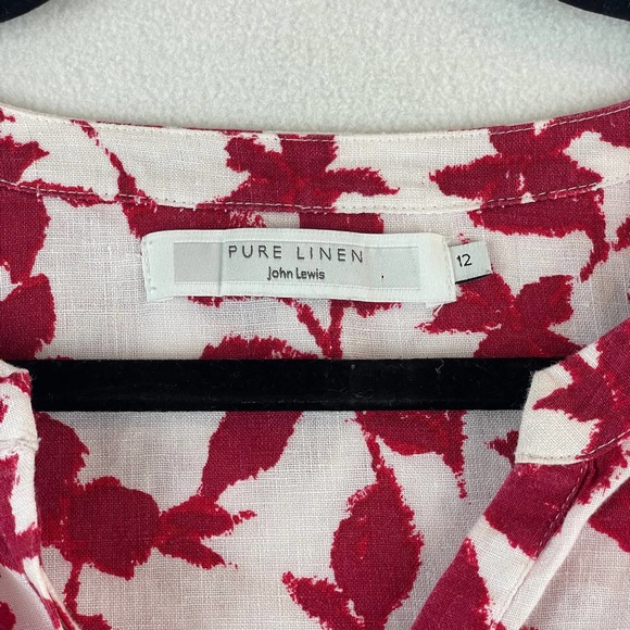 Pure Linen John Lewis Floral Long Sleeve Linen Blouse SZ 12 - Picture 4 of 10